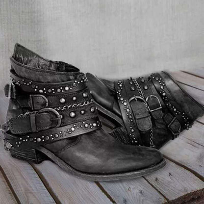 Autumn and Winter Fashion Women's Boots New Platform Casual Leather Plus Size 43 Women's Boots Belt Buckle Boots Botas Femininas