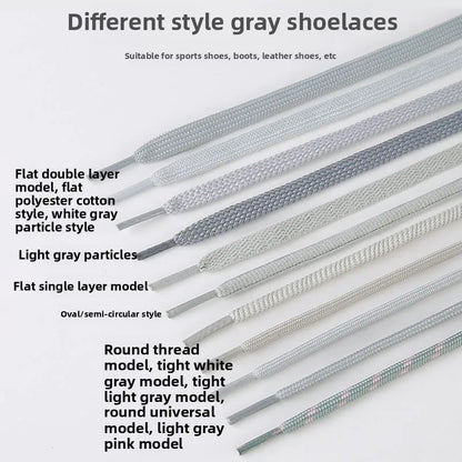 Light Gray Shoelaces Sports Shoes Wear-resistant Rope Men's Round Style Women's Flat Shoelaces Rope Casual Flat Round Sneakers