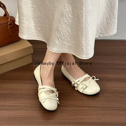 Silver Women Ballet Flats Comfortable Round Toe Shallow Shoes 2026 New Spring Autumn Vintage Ladies Dress Mary Jane Shoes