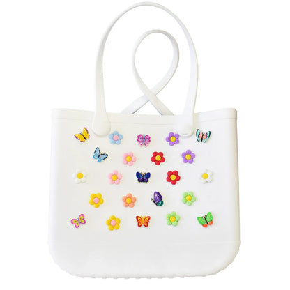 PVC Butterfly Flower Big Size Beach Bag Buckle Charms Decorations Accessories for Bog Totes Bag Woman DIY Gift Travel Pendant