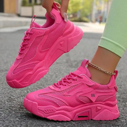 Women Purple Platform Sports Shoes Women Thick Sole Breathable Black Casual Shoes Fashion Slip On 2025 Outdoor Walking Sneakers