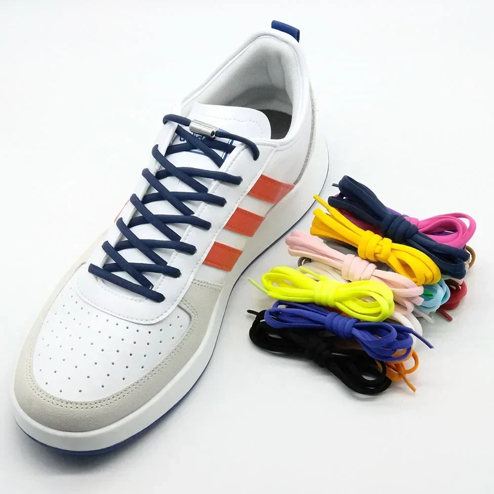1Pair No tie ShoelacesSemicircle New Elastic Shoe Laces For Kids and Adult Sneakers Shoelace Quick Lazy Laces Color Shoestrings