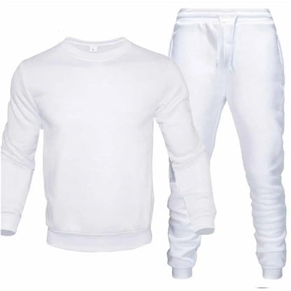 Men's Two-Piece Set O-Neck 2 Pieces Sets Tracksuit Hooded Sweatshirt +Drawstring Pants Male Sport Hoodies Running Sportswear