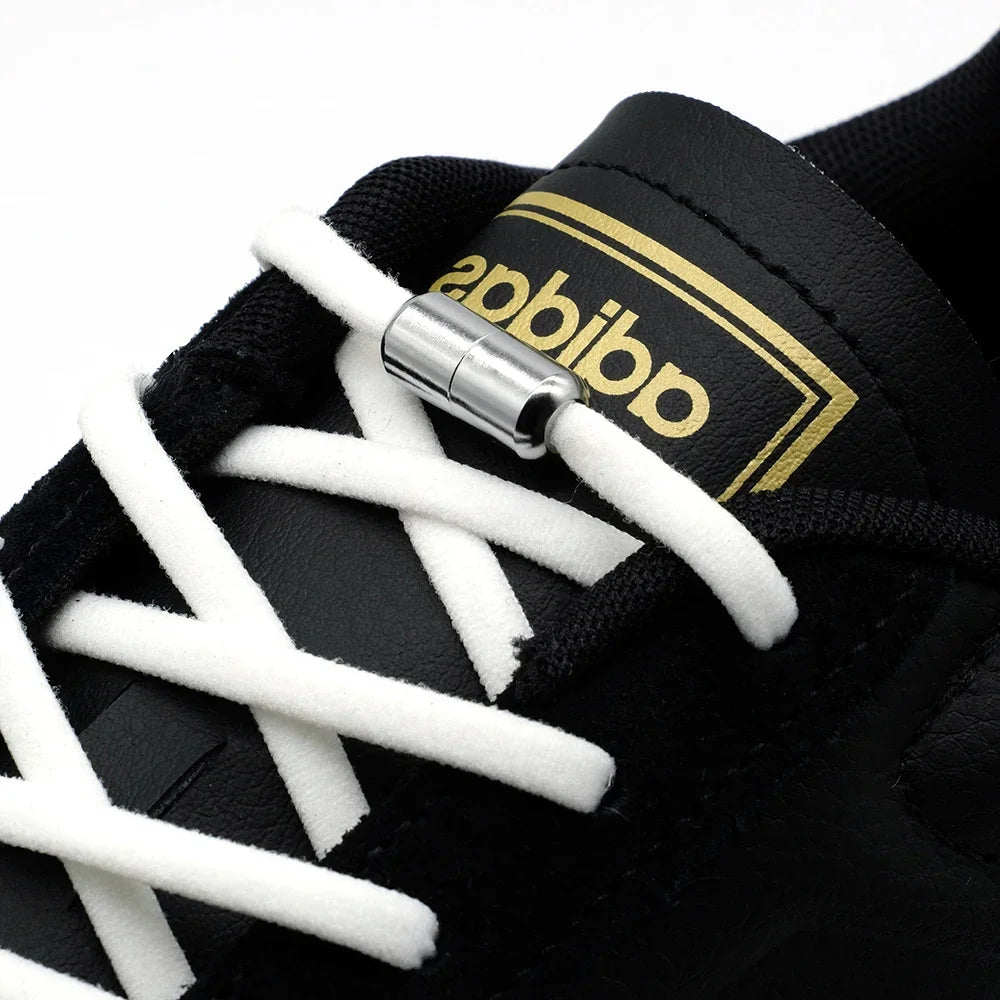 Leisure Sneakers Laces No Tie Shoelaces Elastic Quick Flat Shoelace Kids and Adult Lazy Laces Metal Lock Semicircle Shoelaces