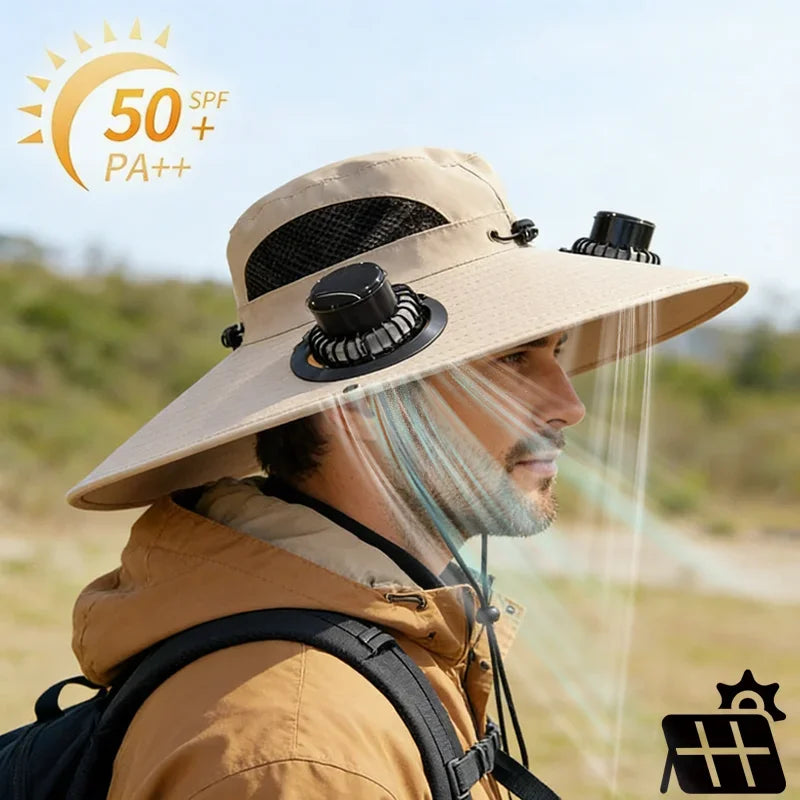Solar Powered Fishing Hat With USB Charging Fan Adjustable Breathable Cap for Hiking Camping Outdoor Sports Father Day Gift
