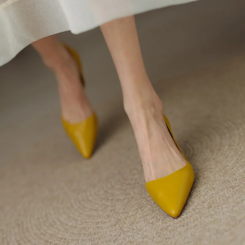 FEDONAS Basic Women Pumps Spring Summer Dress Office Ladies Pointed Toe Thin Heels Genuine Leather Shoes Woman Fashion Elegant