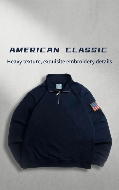 Oversize Casual Embroider Hoodies Women Sweatshirt Stand Collar Quarter Zip Pullover Sport Unisex Y2k Streetwear