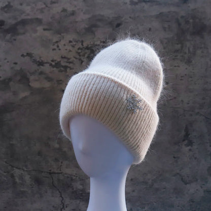 Hot Selling Winter Hat Real Rabbit Fur Winter Hats For Women Snowflake Warm Beanie cold Hats Women Solid Adult Cover Head Cap