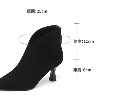 Vintage Pointed Toe Women Ankle Boots Fashion Elegant Back Zippers Short Booties Autumn Winter Ladies Concise High Heels Shoes