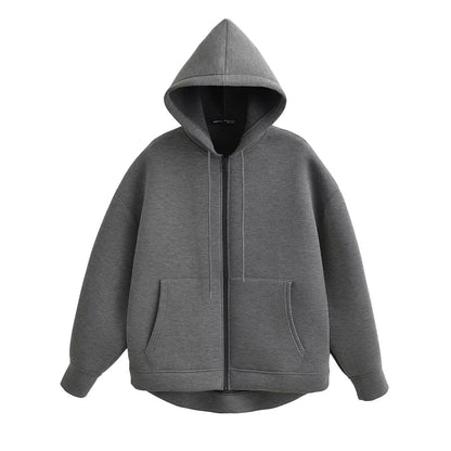 HXAO Women's Hoodie Oversized Zip up Hoodies Women Autumn Winter Long sleeve Outerwears Sweatshirt with zipper Y2k Hoodie Top