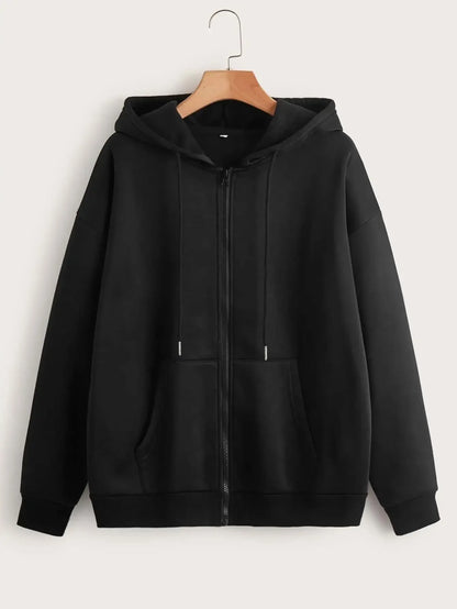 2025 Women Fleece Zip Up Hoodies Running Sports Sweatshirts Fashion Female Classic Casual Zipper Jackets Y2k Hip Hop Streetwear