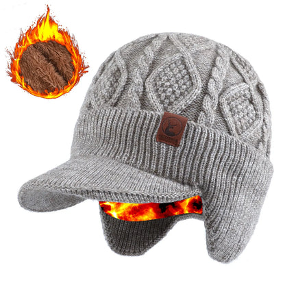 New Unisex Winter Hat Plush Fur Lined Warm Earflap Cap Stylish Soft Beanie Hat  Outdoor Thick Ski Sports Knitted Hat