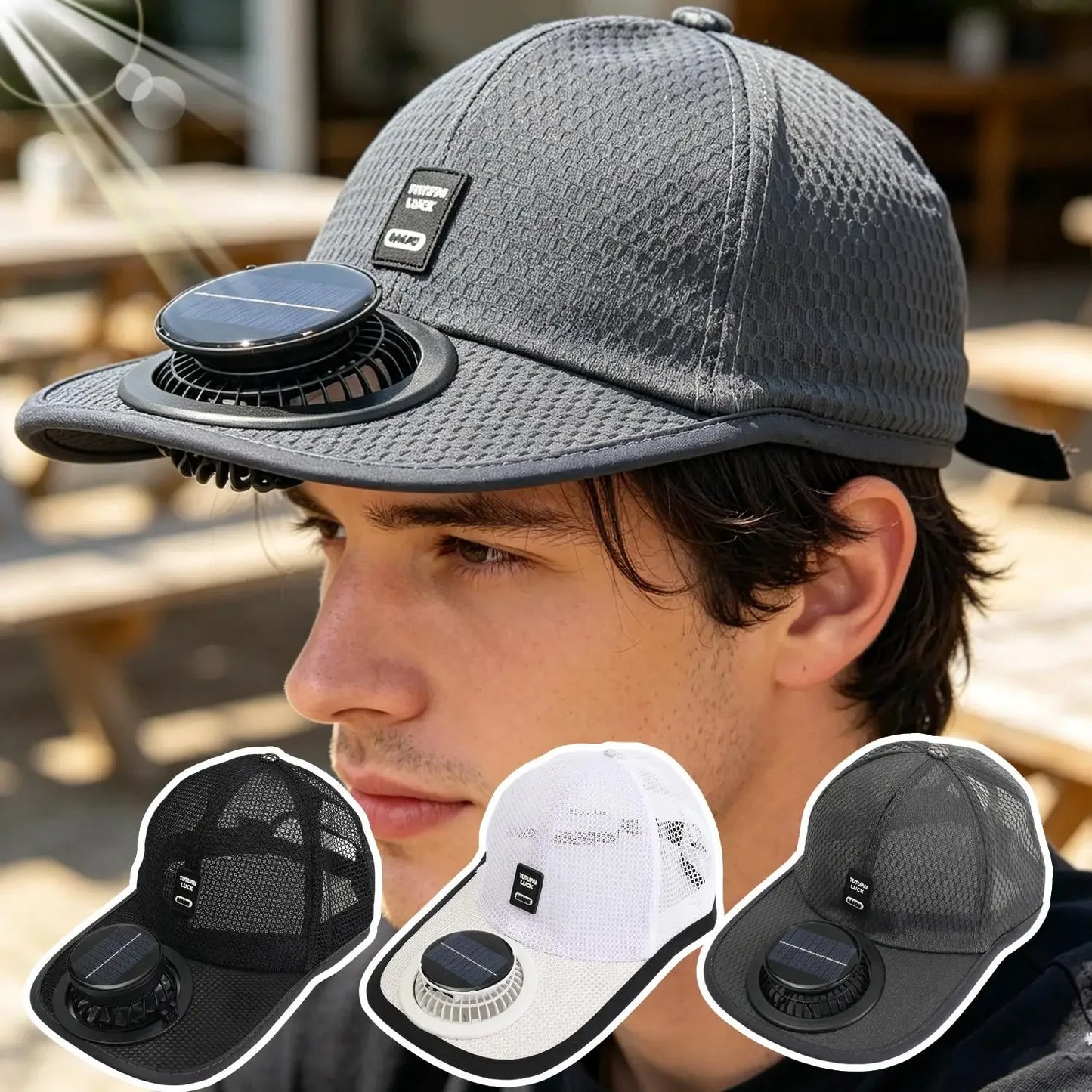 Solar Powered Cap with Fan Summer Breathable Mesh Sun Protection Outdoor Baseball Hat for Men USB Rechargeable Cooling Headwear