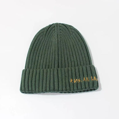 Winter Keep Warm Knitted Beanie Hat | Cold Weather Fashion Hat | Thick Unisex Letter Embroidered Cap for Men and Women |