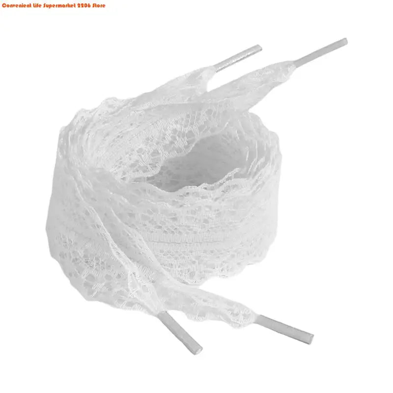 E06E 1 Pair Lace Shoelaces for Women and Girls 3CM Wide Flat Design Shoestrings Laces for Sneakers and Casual Wear Shoes