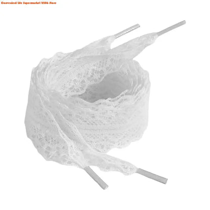 E06E 1 Pair Lace Shoelaces for Women and Girls 3CM Wide Flat Design Shoestrings Laces for Sneakers and Casual Wear Shoes