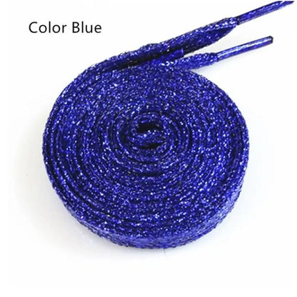 1 Pair Shiny Gold Silver Thread Shoelaces Glitter Flat Shoelaces Sparkly Bootlaces Colors Shimmering 110cm Shoe Laces Colored