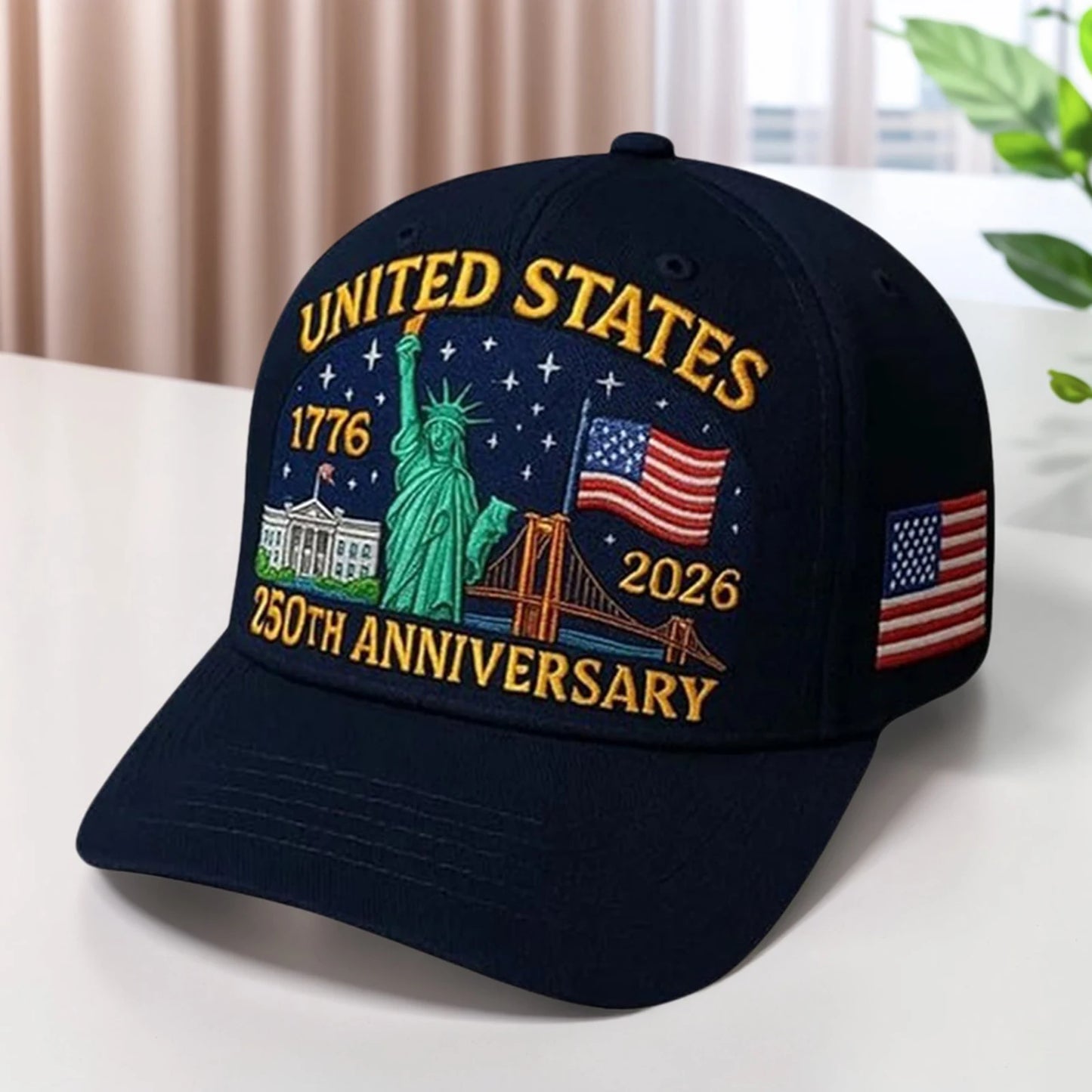 United States 250th Anniversary Cap Adjustable Washed Cotton Baseball Cap Vintage Tribute Eagle Printed Patriotic Trucker Hat