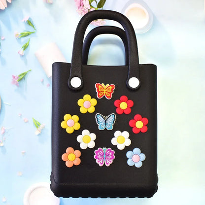 PVC Butterfly Flower Big Size Beach Bag Buckle Charms Decorations Accessories for Bog Totes Bag Woman DIY Gift Travel Pendant