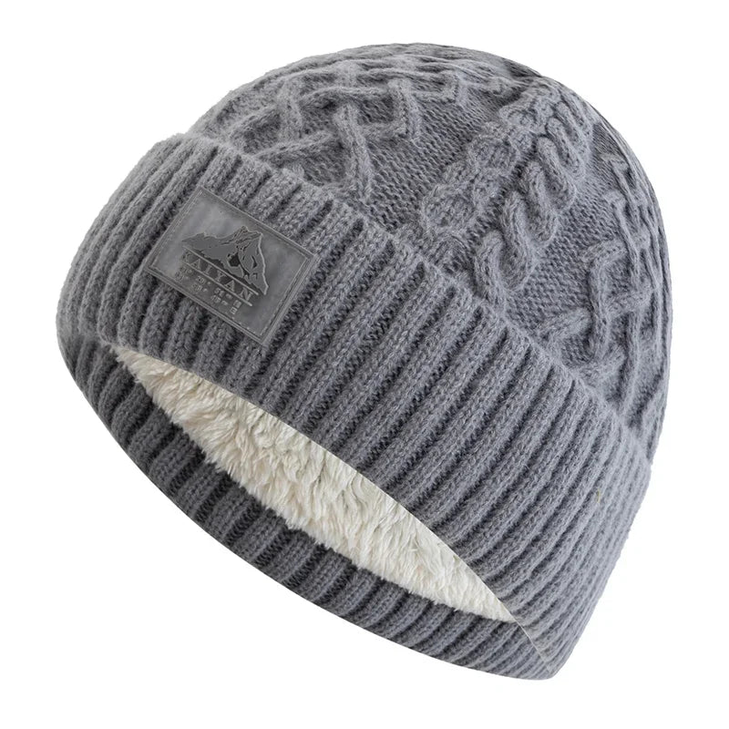 New Style Unisex Keep Warm Winter Hat Plush Fur Lined Stylish Warm Cap Beanie Hat For Men Women Outdoor Ski Sports Knitted Hat