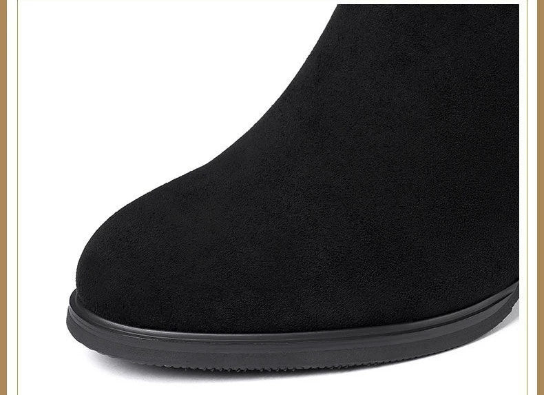 New Autumn Fashion Boots Women Fur Winter Warm Pointed Ankle Boots Sexy High Heel Rhinestone Decoration Zipper Women Boots