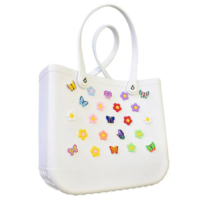 PVC Butterfly Flower Big Size Beach Bag Buckle Charms Decorations Accessories for Bog Totes Bag Woman DIY Gift Travel Pendant