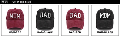 KOEP MOM And DAD Baseball Cap Fishing Caps Men Outdoor Women Washed And Worn Pregnancy Announcement Hats 3D Embroidery