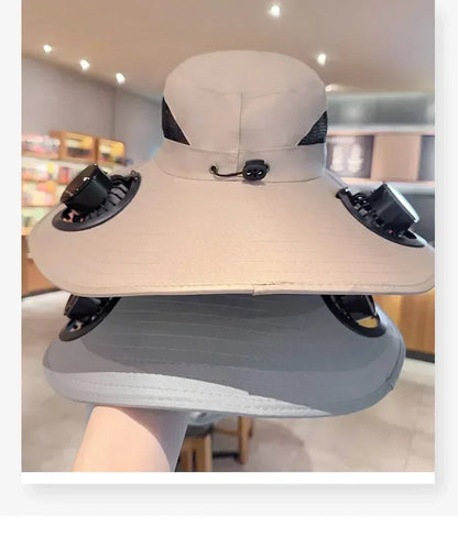 Solar Powered Fishing Hat With USB Charging Fan Adjustable Breathable Cap for Hiking Camping Outdoor Sports Father Day Gift