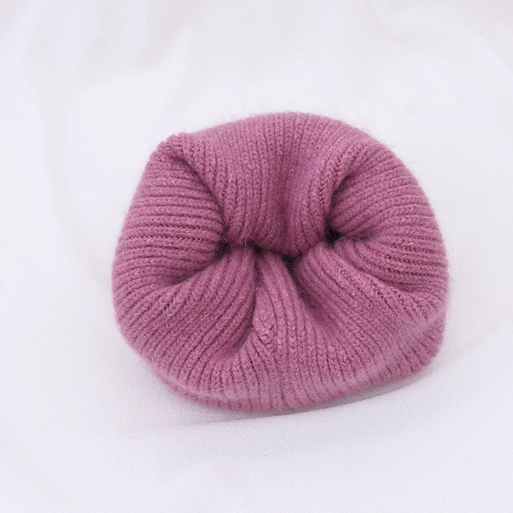 Hot Selling Winter Hat Real Rabbit Fur Winter Hats For Women Snowflake Warm Beanie cold Hats Women Solid Adult Cover Head Cap