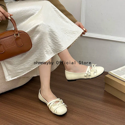 Silver Women Ballet Flats Comfortable Round Toe Shallow Shoes 2026 New Spring Autumn Vintage Ladies Dress Mary Jane Shoes
