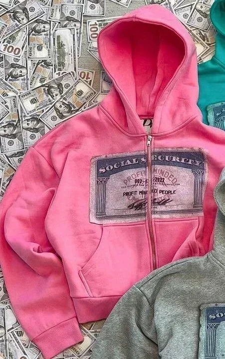 Autumn Y2K retro hoodies for men and women with printed personalized patterns Y2K style street hooded cardigan long sleeves
