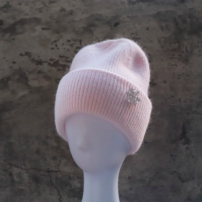 Hot Selling Winter Hat Real Rabbit Fur Winter Hats For Women Snowflake Warm Beanie cold Hats Women Solid Adult Cover Head Cap
