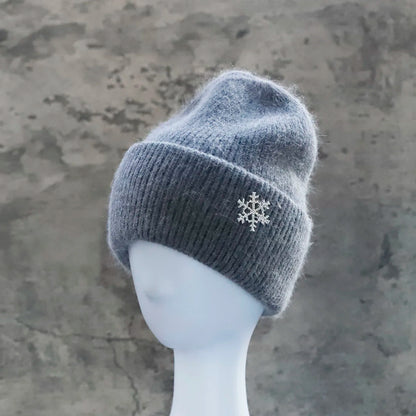 Hot Selling Winter Hat Real Rabbit Fur Winter Hats For Women Snowflake Warm Beanie cold Hats Women Solid Adult Cover Head Cap