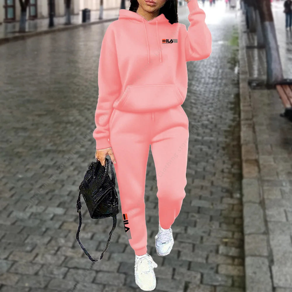 Women's Tracksuit Hoodies Trousers 2PCS Suit Winter Sports Jogging Outfits Fashion Street Designer Clothes for Women Pants Set