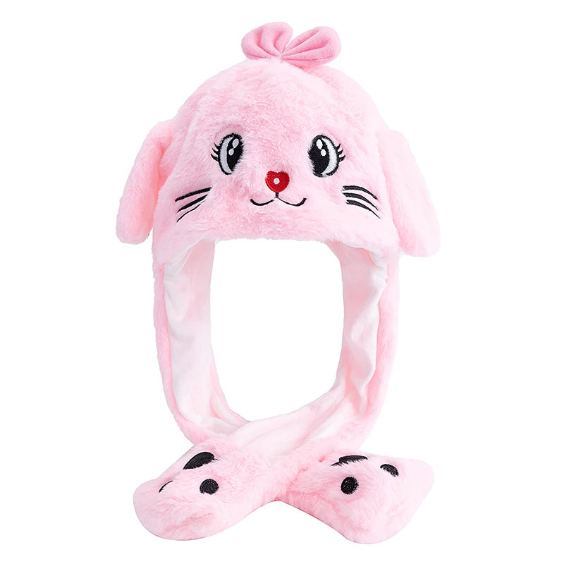 Hot Sale Unisex Funny Ear Hat Animal Style Couple Cute Ear Moving Up Cap Men Women Girls Rabbits Ears Plush Winter Lovely Hat ﻿
