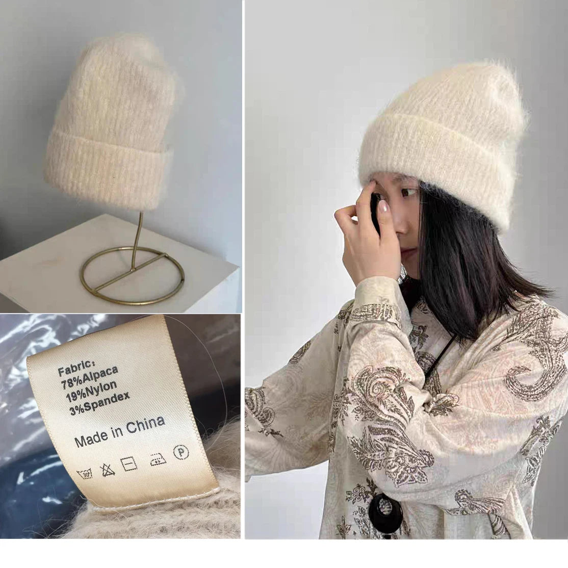 Good Angola Long Rabbit Fur Fisherman Bucket Hat Winter Fashion Soft Warm Wool Basin Cap Foldable Women Gift