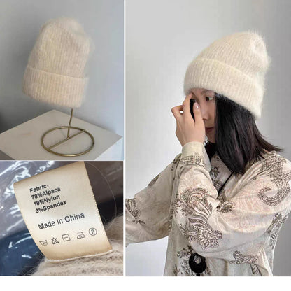 Good Angola Long Rabbit Fur Fisherman Bucket Hat Winter Fashion Soft Warm Wool Basin Cap Foldable Women Gift