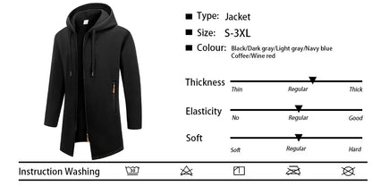 Men's Zipper Long Sleeve Coat Autumn Winter Fleece Warm Hoodies Jacket Loose Casual Outdoor Tracksuit Solid Color Sweatshirts