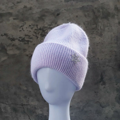 Hot Selling Winter Hat Real Rabbit Fur Winter Hats For Women Snowflake Warm Beanie cold Hats Women Solid Adult Cover Head Cap