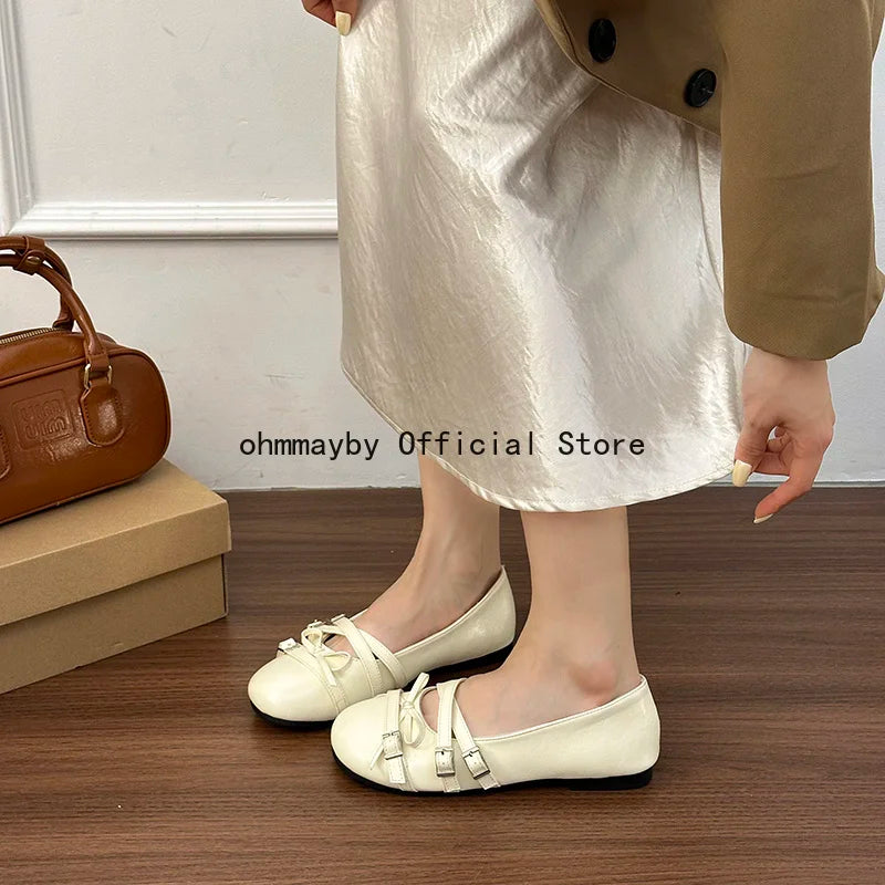 Silver Women Ballet Flats Comfortable Round Toe Shallow Shoes 2026 New Spring Autumn Vintage Ladies Dress Mary Jane Shoes