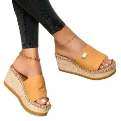 Womens High Heels Sandal Thick Bottom Casual Shoes Ladies Leisure Summer Wedges Sandals Woman Shoes Women Platform Mules Slipper