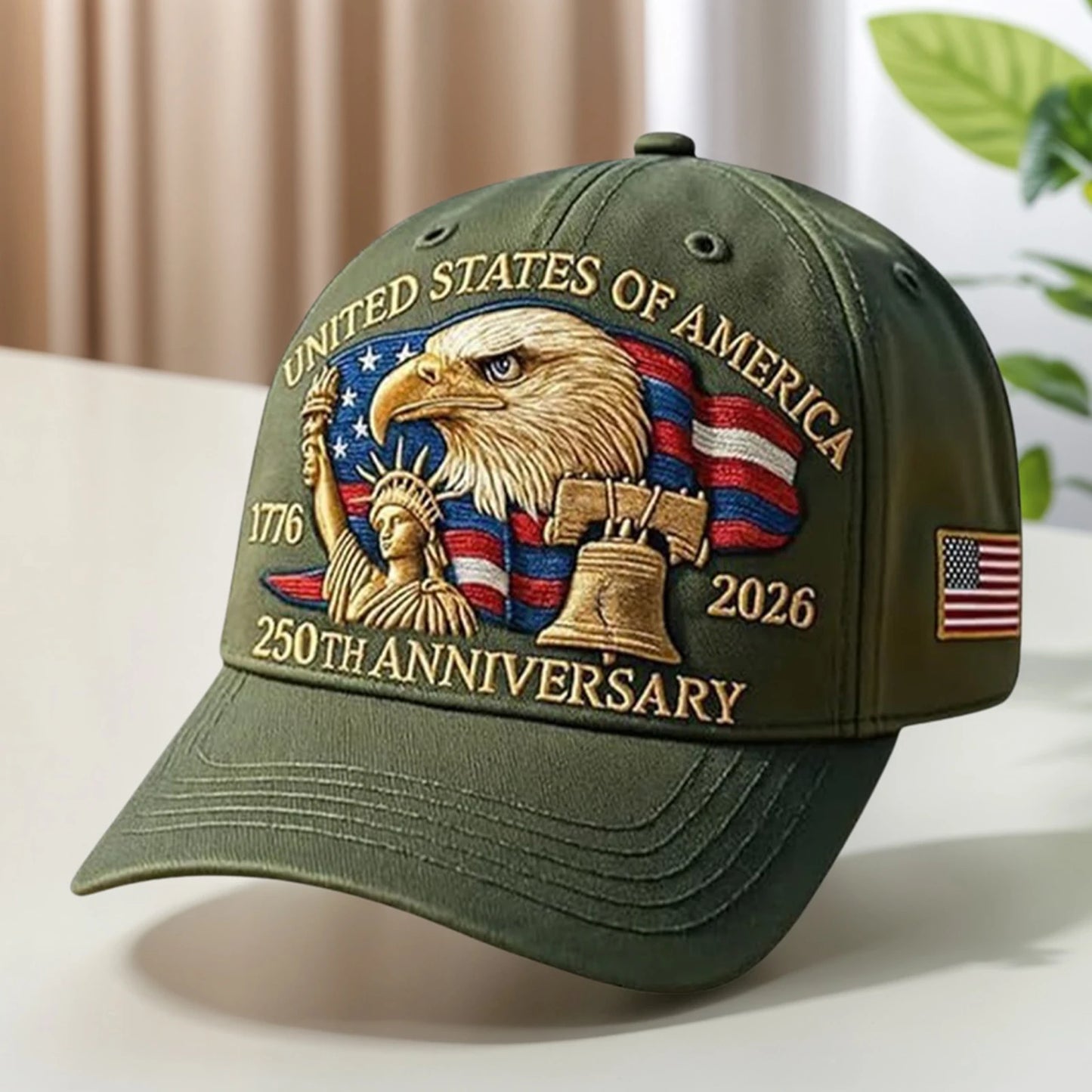 United States 250th Anniversary Cap Adjustable Washed Cotton Baseball Cap Vintage Tribute Eagle Printed Patriotic Trucker Hat