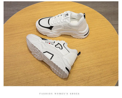 2024 New spring autumn Lace-up Wedge Sneakers Women Breath Thick Bottom lightweight sports shoes Comfortable Leisure Shoes