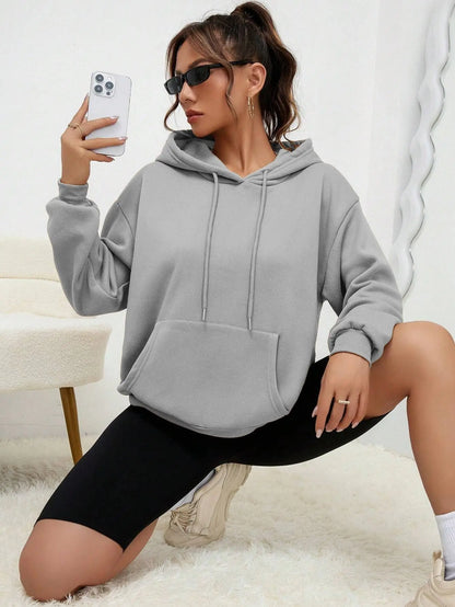 Solid Color Hoody For Female Autumn Fashionable Clothing Casual Fleece Pocket Hoodies Multicolor Unisex Women Streetwear