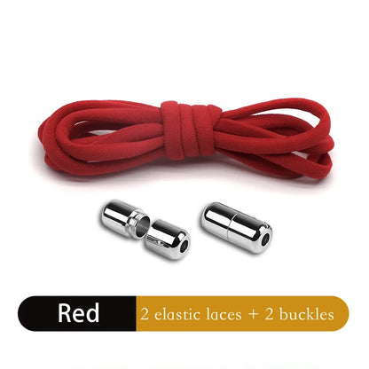 Leisure Sneakers Laces No Tie Shoelaces Elastic Quick Flat Shoelace Kids and Adult Lazy Laces Metal Lock Semicircle Shoelaces