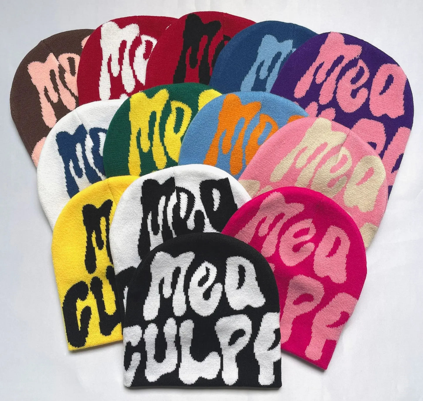 Mea Culpas Beanies Hats For Women Men Autumn Winter Fashion Printed Wool Acrylic Knitted Caps Bonnet Kpop Elastic Skullies Hat