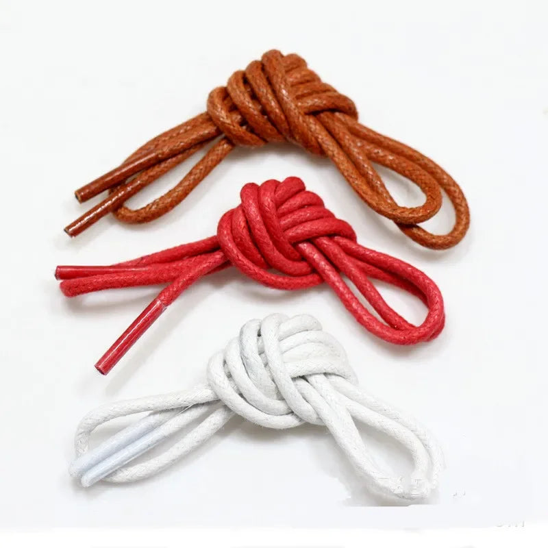 Solid Color Cotton Waxed Shoelaces Leather Waterproof Round Shoe Laces Boots Shoelace Shoestring Accessories