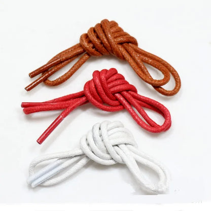 Solid Color Cotton Waxed Shoelaces Leather Waterproof Round Shoe Laces Boots Shoelace Shoestring Accessories