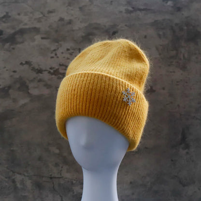 Hot Selling Winter Hat Real Rabbit Fur Winter Hats For Women Snowflake Warm Beanie cold Hats Women Solid Adult Cover Head Cap