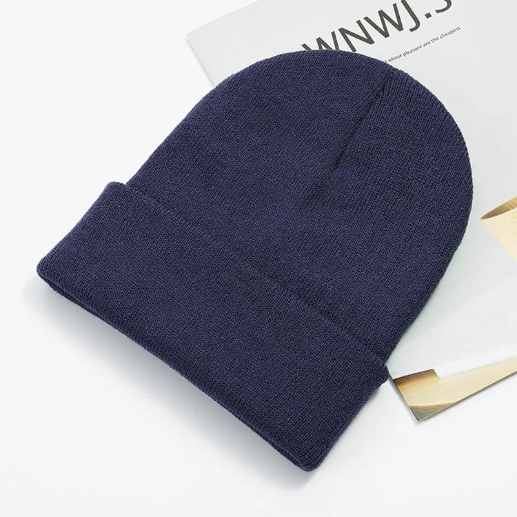 Acrylic Beanie Cap for Adult Winter Women Men Plain Skullies Beanie Hats Custom Logo Knitted Hats SKullies Skullcap